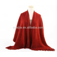 Moda acrílico senhoras cor sólida fringed cachecol pashmina